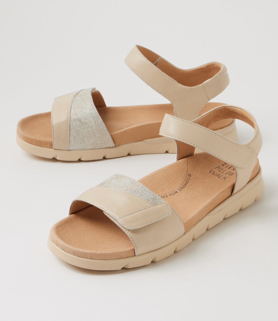 Angiela Xw Milk Ivory Lizard Leather Sandals
