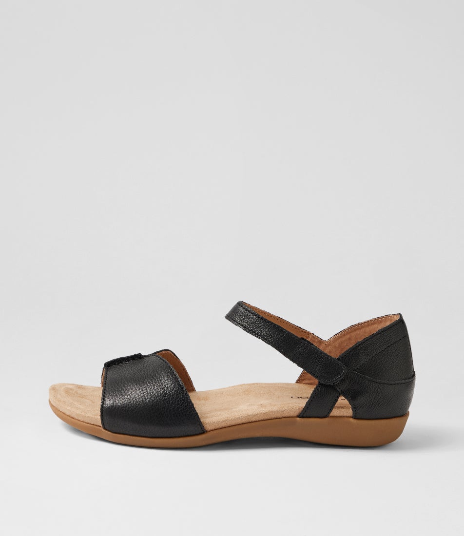 Cherry Black Leather Sandals