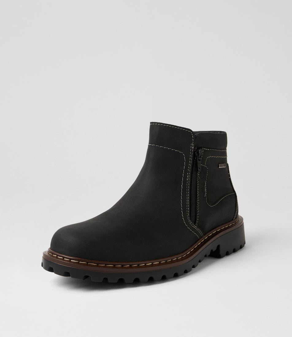 Chance 55 Schwarz Leather Lace Up Boots