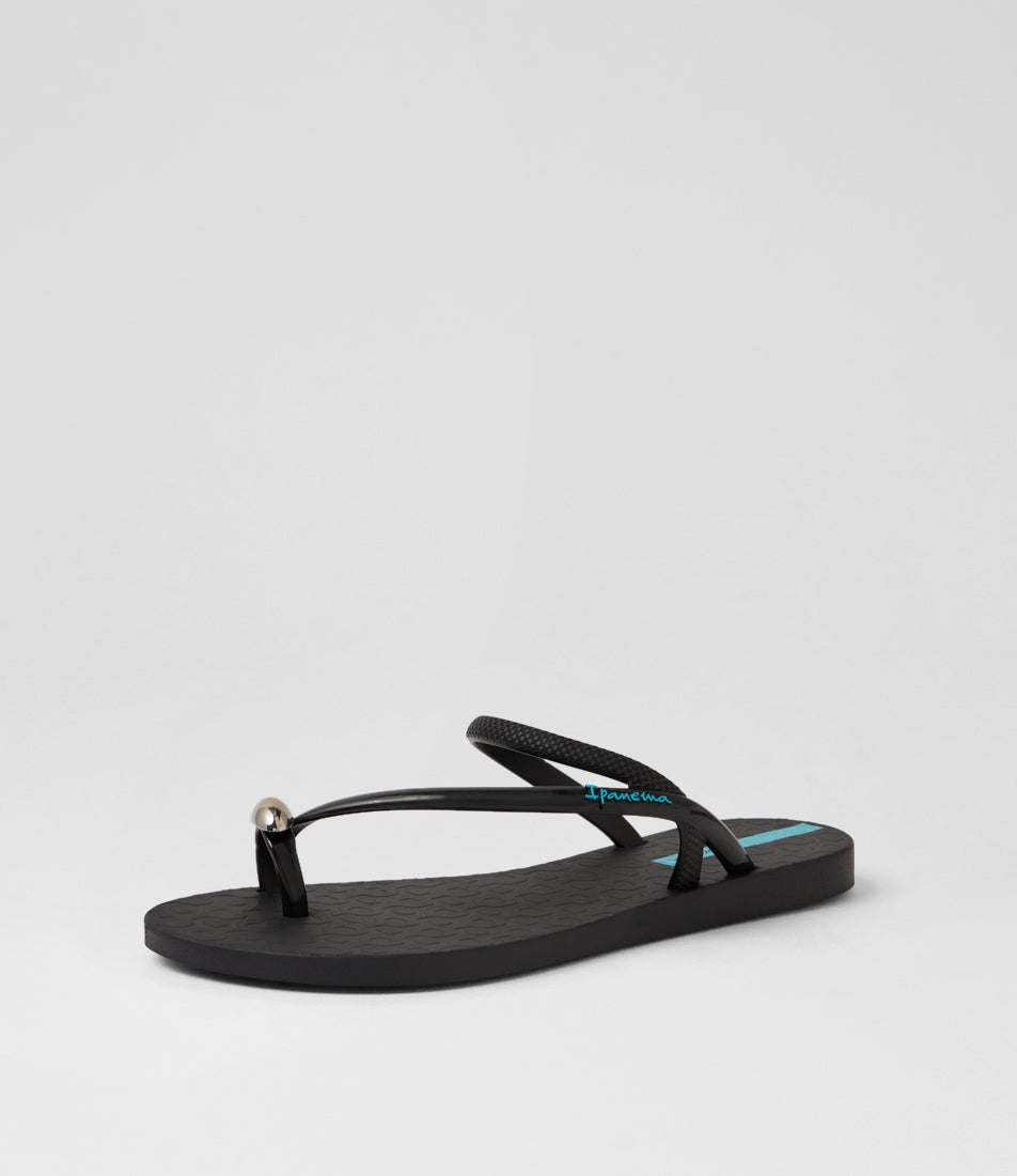 Glam Ring Black Rubber Slides
