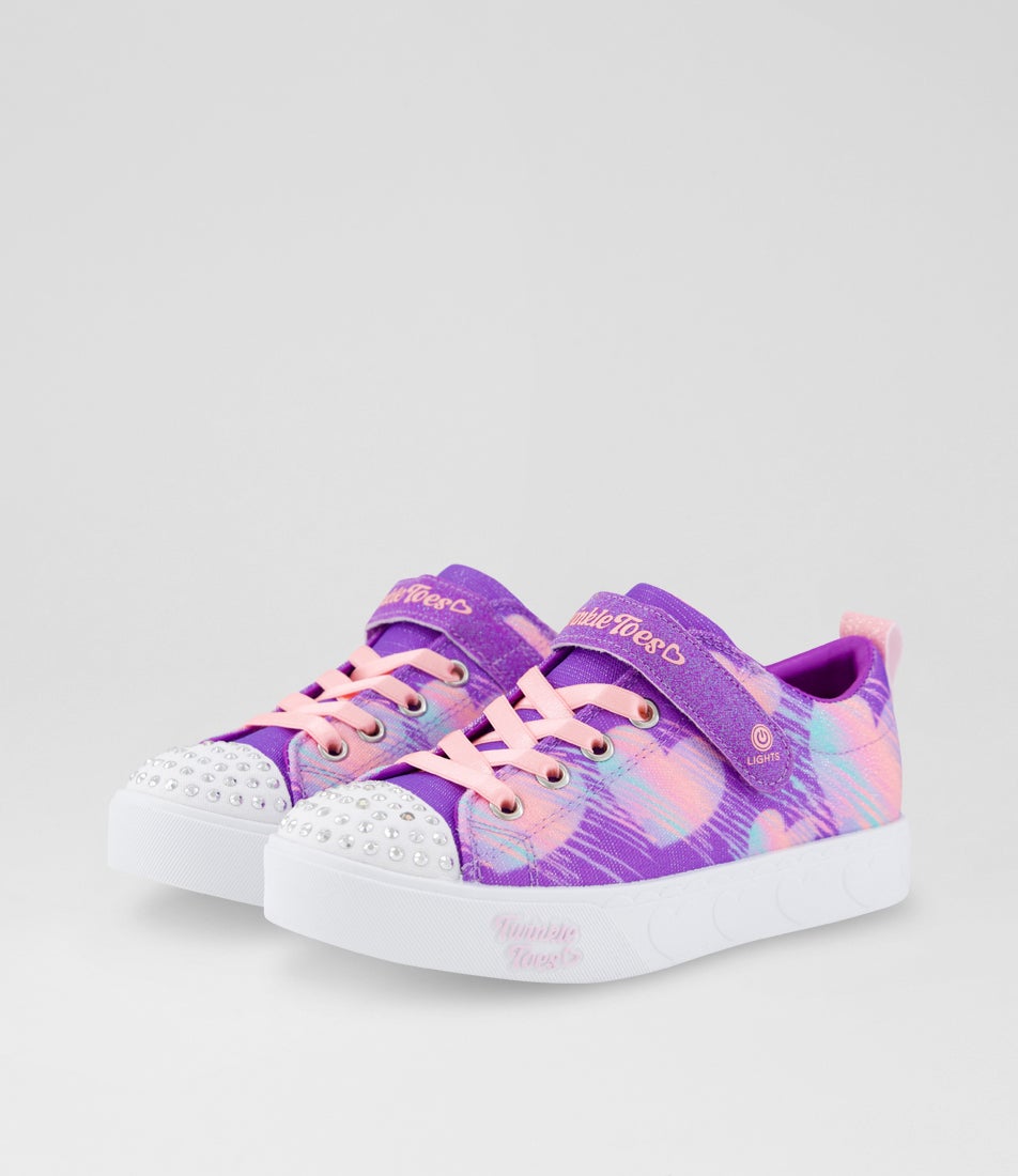 Twinkle Toes Heart Steps Junior Purple Multi Fabric Sneakers