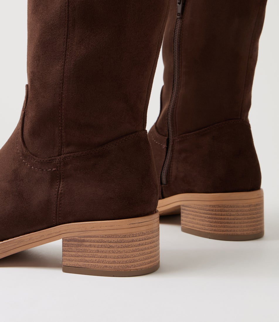 Fever Chocolate Microsuede Knee High Boots