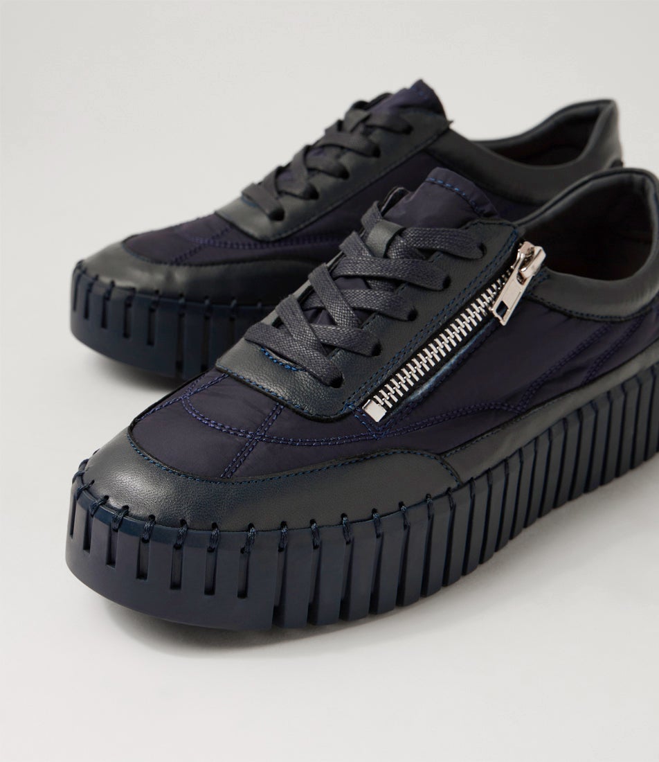 Bep Navy Leather Fabric Sneakers