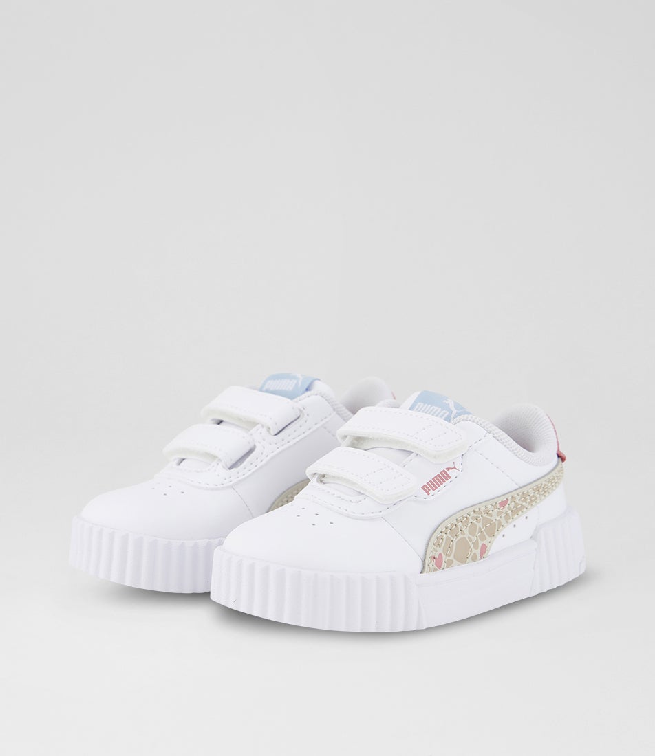 Carina 3 Toddler White Birch Synthetic Leather Lace Up Sneakers