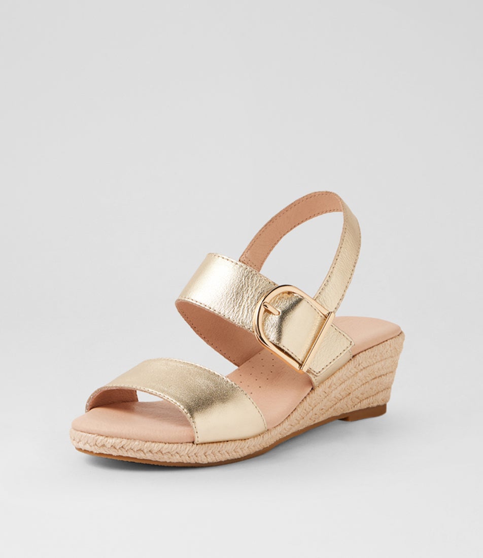 Hucy Pale Gold Leather Sandals