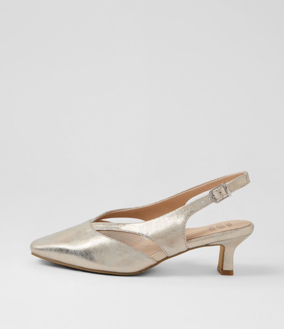 Osgood Xw Argento Shimmer Leather Mesh Heels