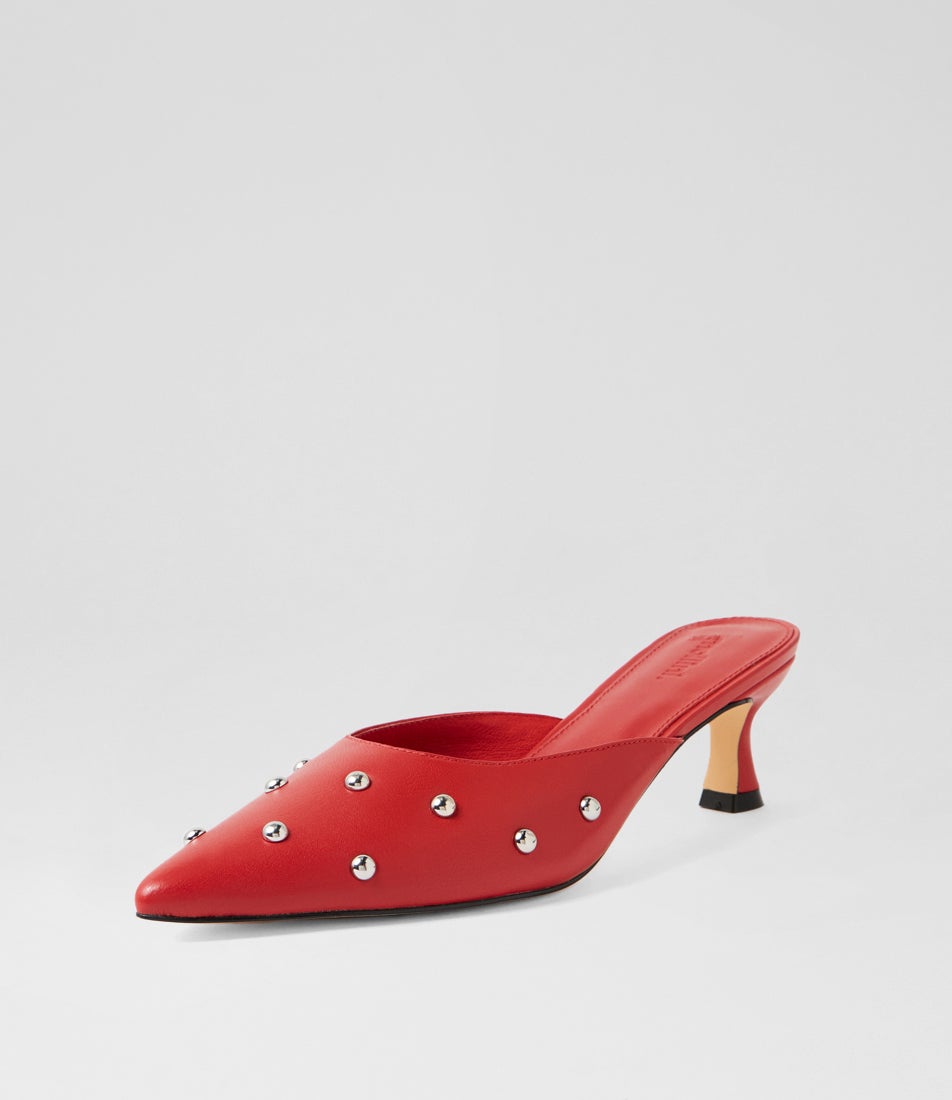 Gissello Deep Red Leather Heels