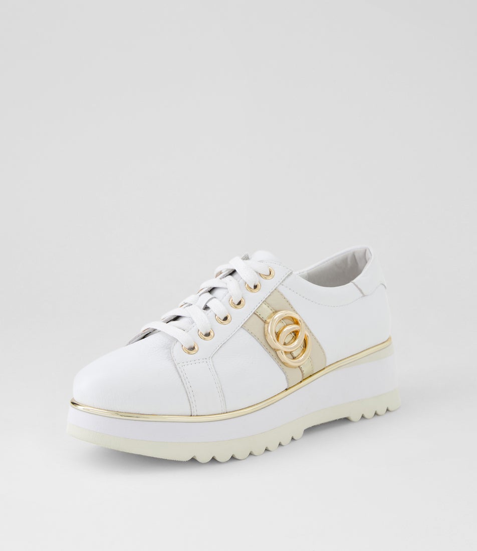 Coralia White Milk Leather Lace Up Sneakers