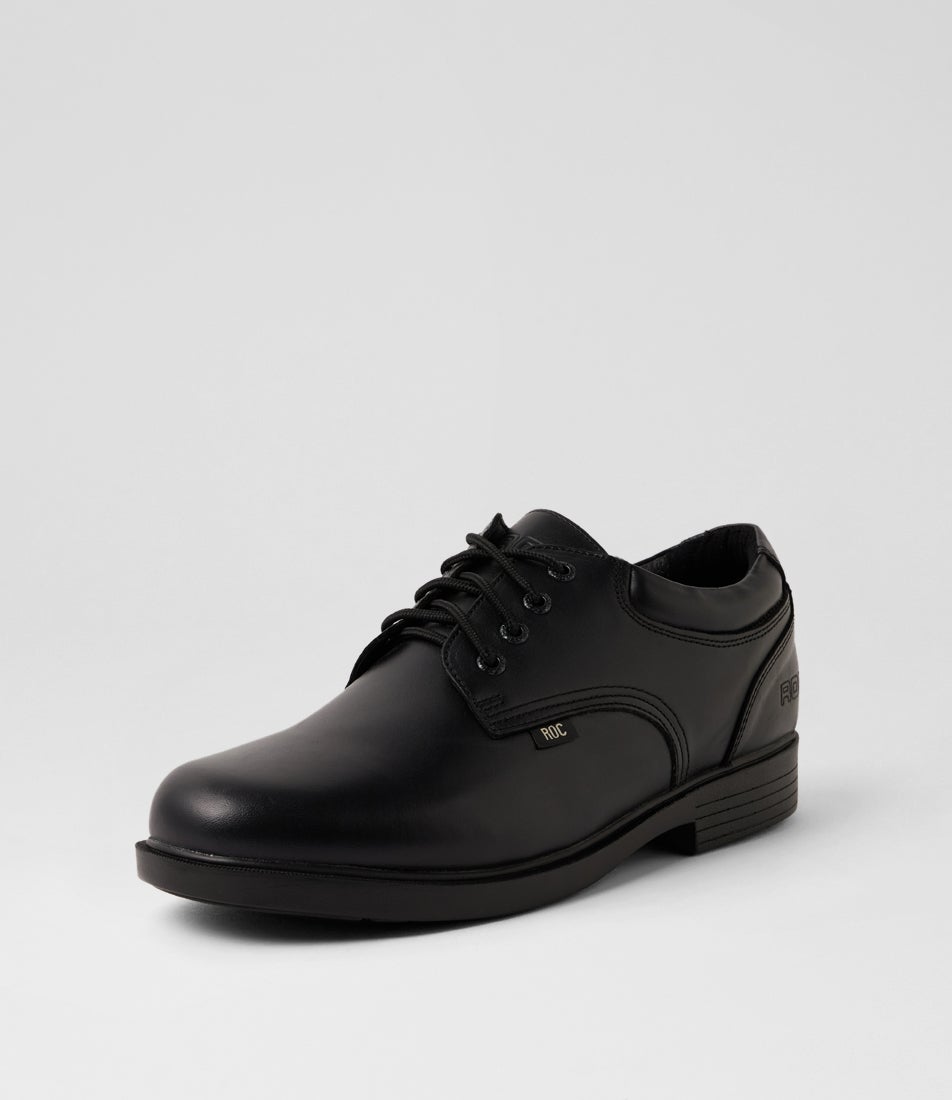Report Senior Black Leather Lace Up School Shoes