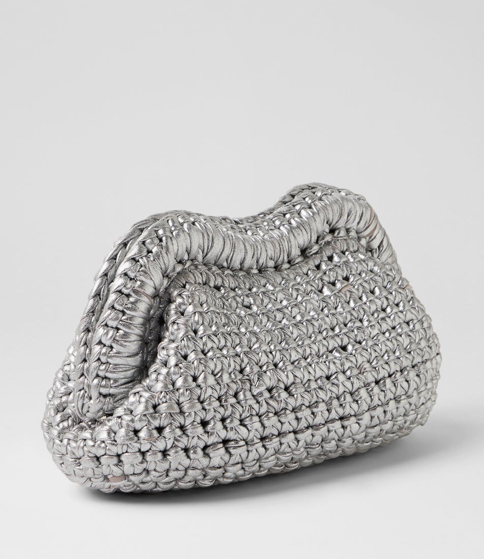 Taylor Crochet Silver Fabric Clutch