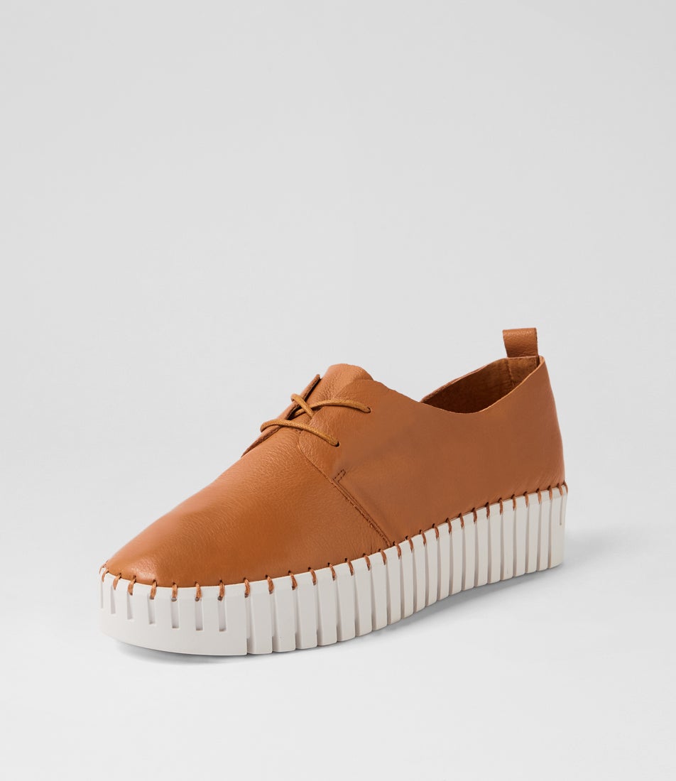 Brooks Dark Tan Leather Flat Shoes