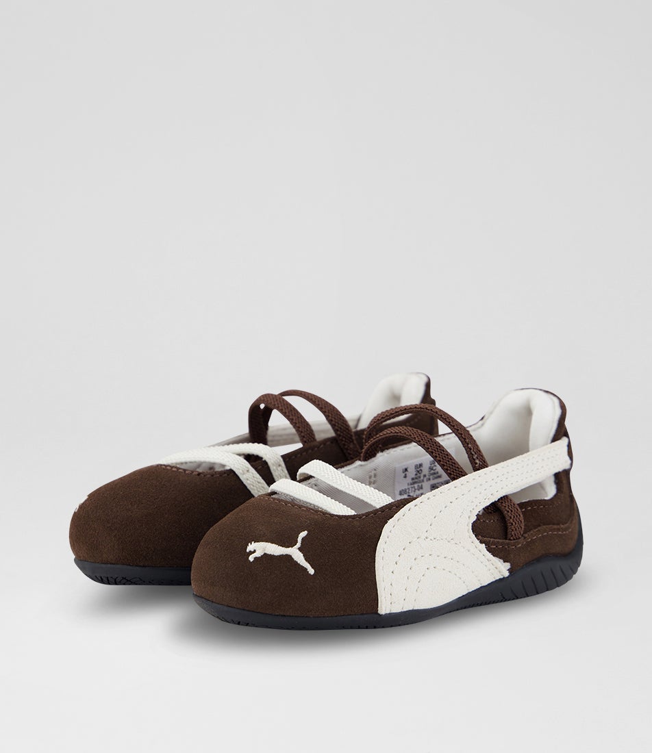 Speeedcat Ballet Toddler Chestnut Brown Warm White Suede Sneakers