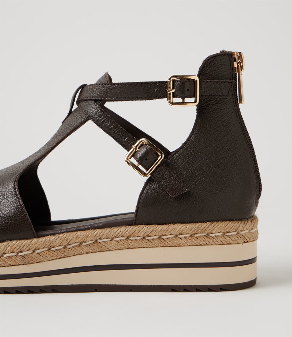 Alexys Choc Leather Sandals