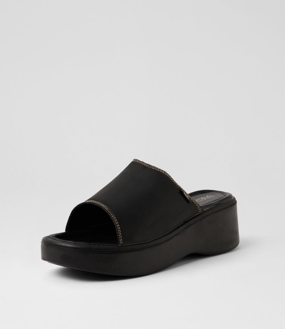 Soda Black Buff Leather Sandals
