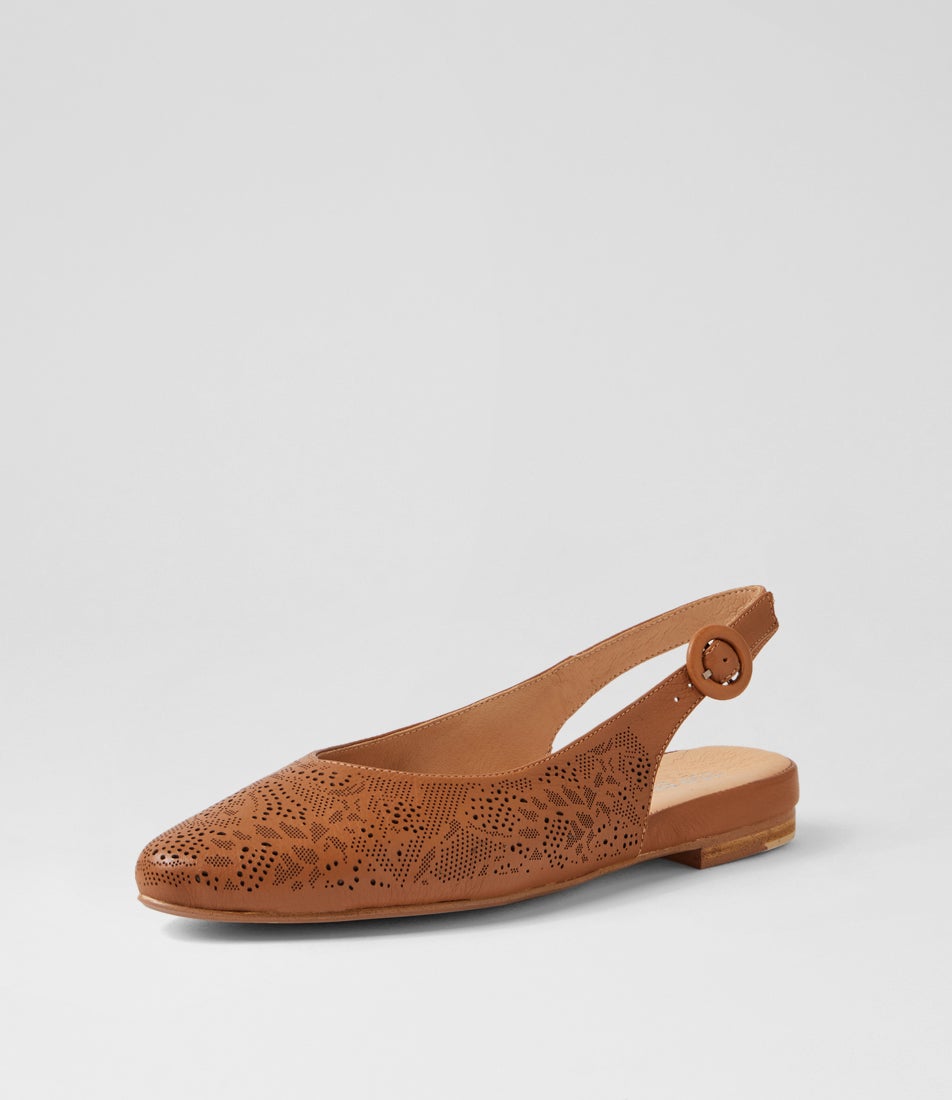 Falo Dark Tan Leather Slingbacks