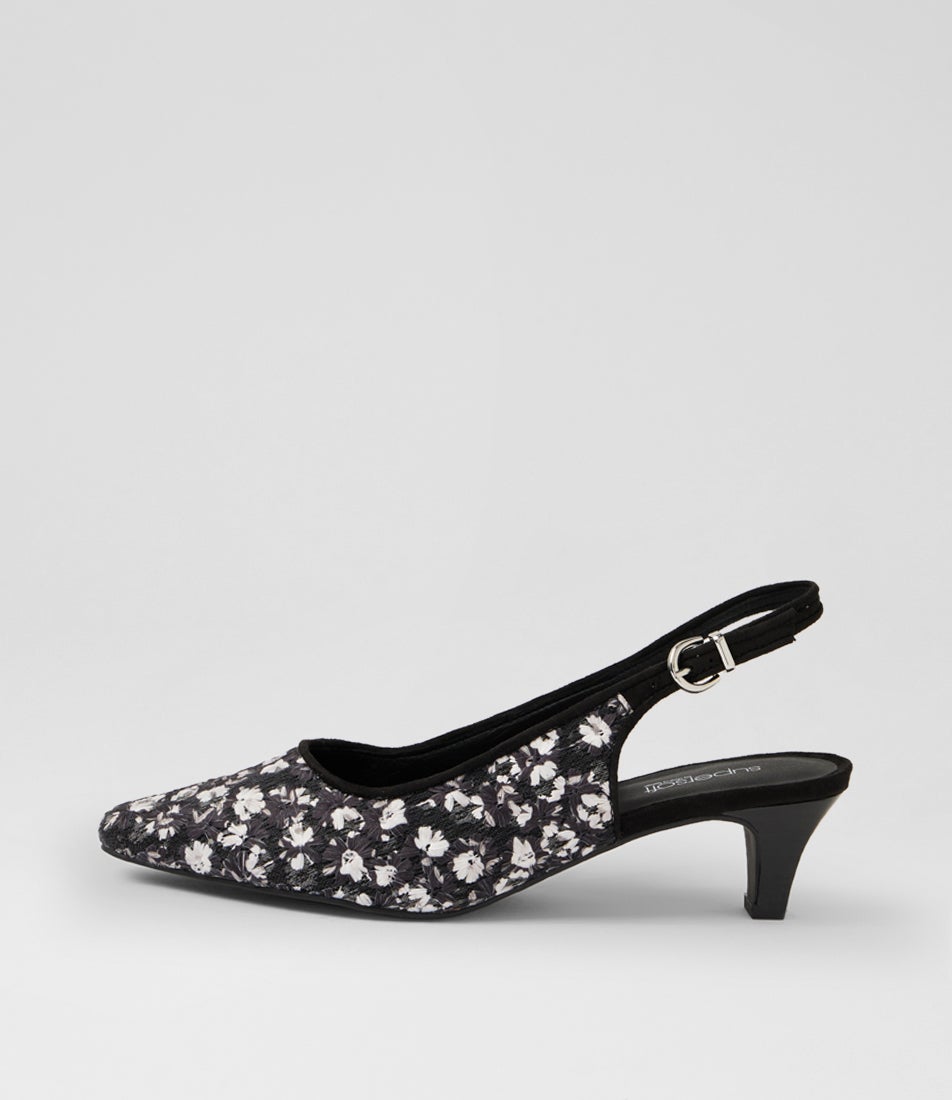 Leelee Black Flower Multi Heels Leelee Black Flower Multi Heels