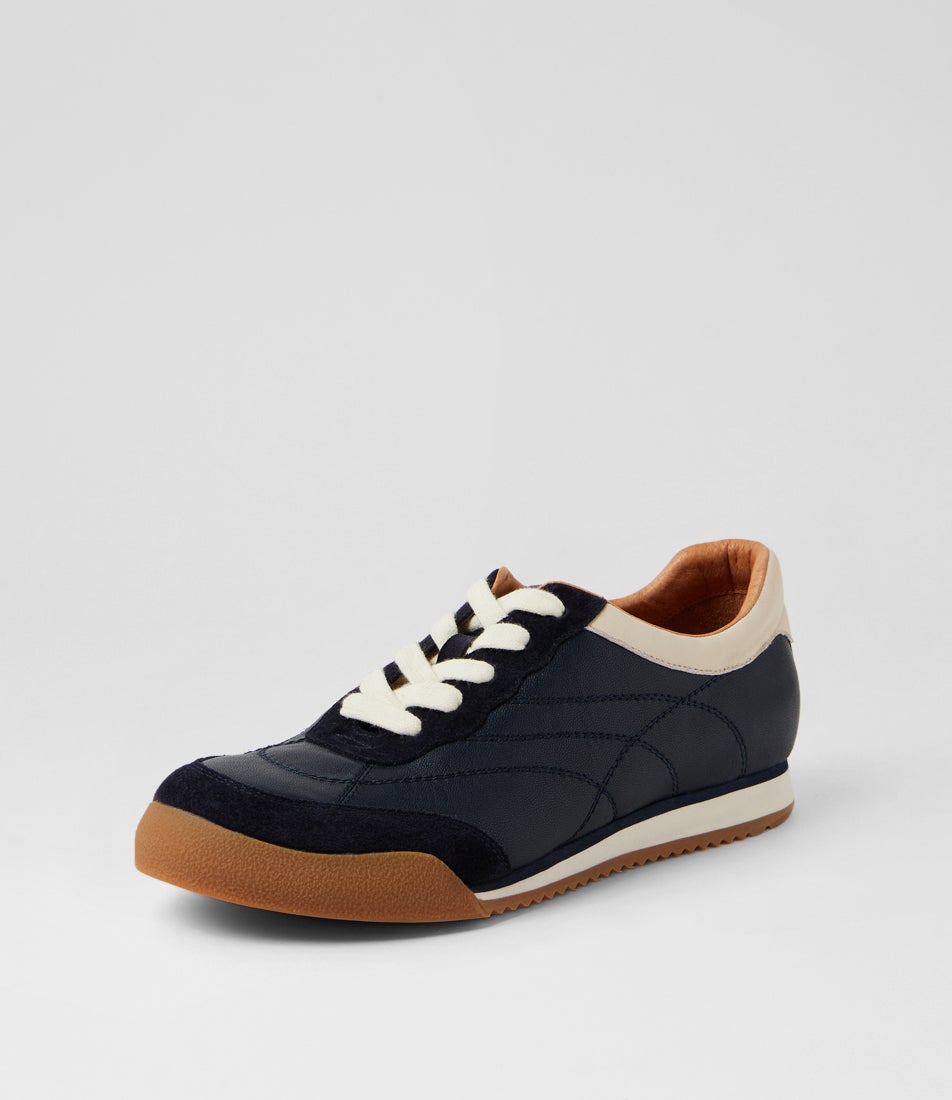 Flinches Xw Navy Vanilla Leather Sneakers