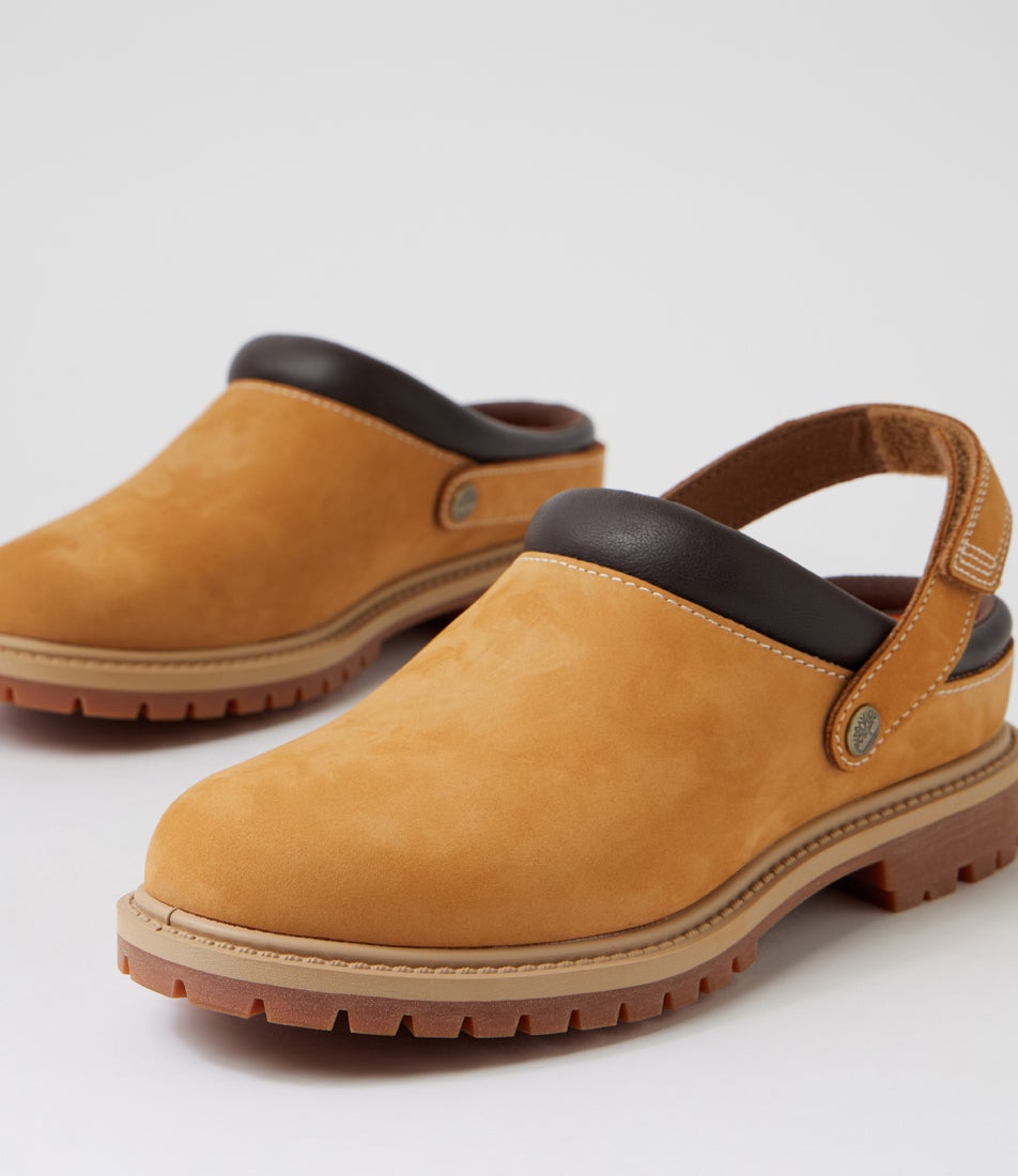 Premium Clog Wheat Nubuck Flat Shoes