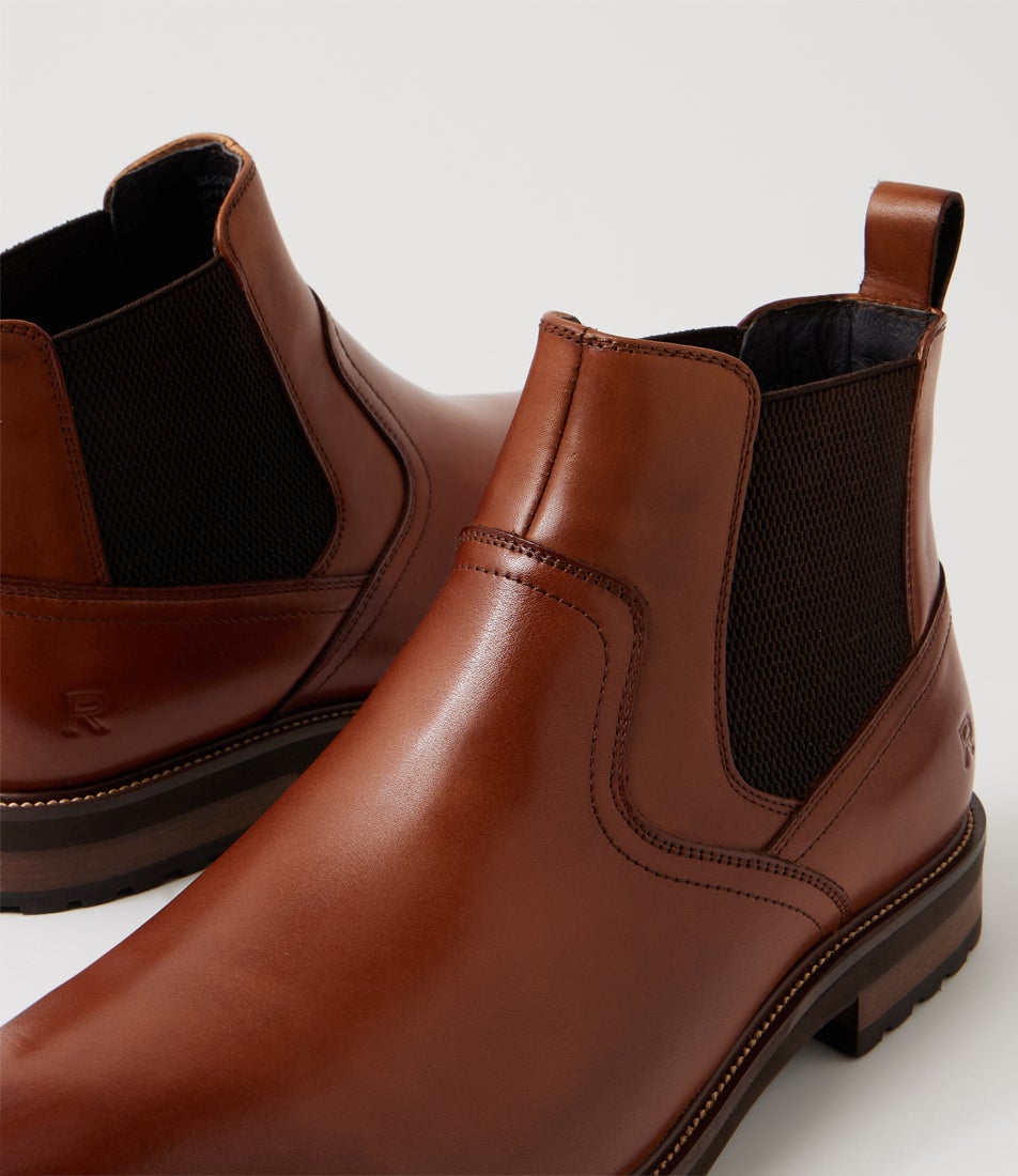 Bagon Cognac Leather Ankle Boots