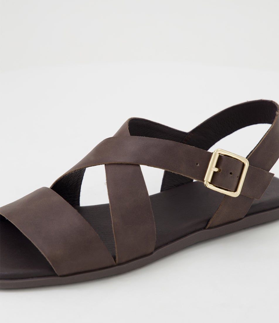 Nevers Choc Leather Sandals