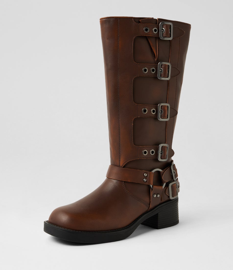 Ryder Tan Rub Leather Knee High Boots Ryder Tan Rub Leather Knee High Boots