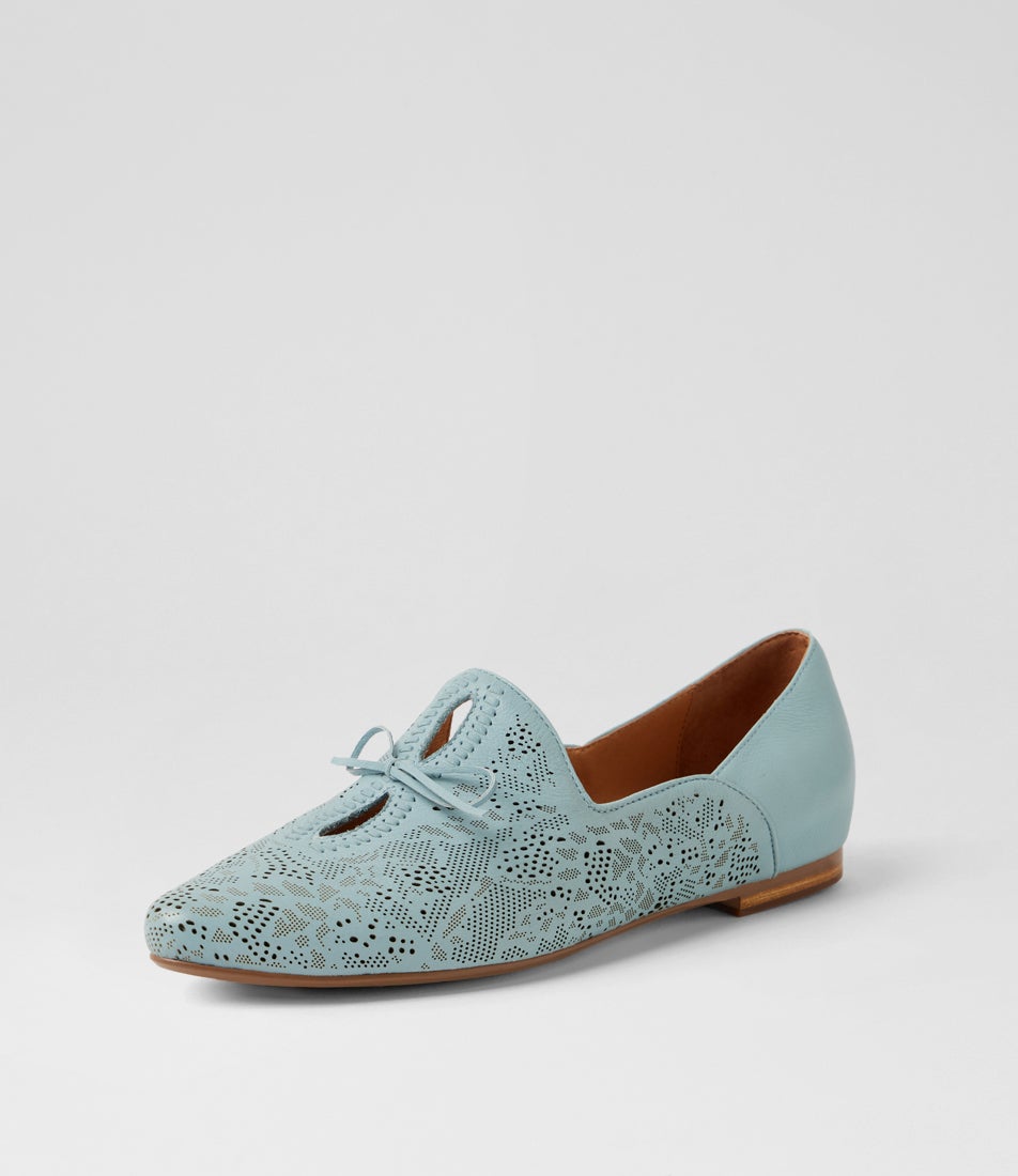 Simmona Denim Leather Flat Shoes