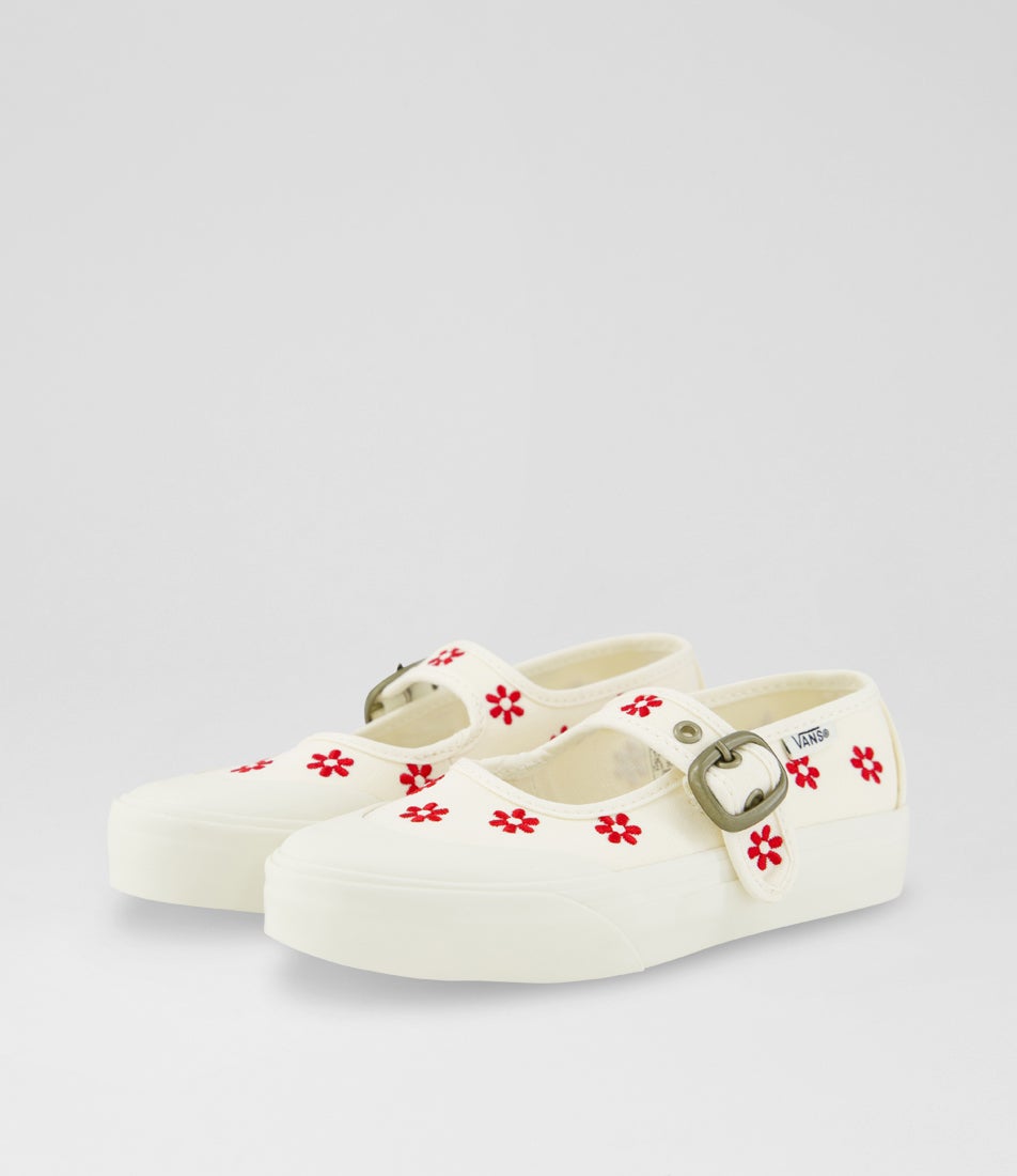 Mary Jane Junior Chantilly Floral White Canvas
