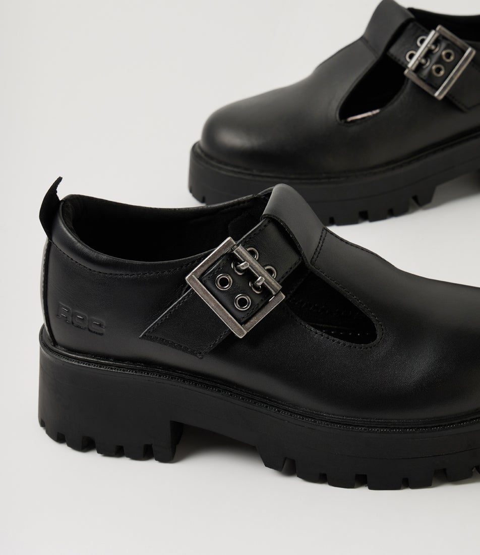 Chai Black Leather Heels