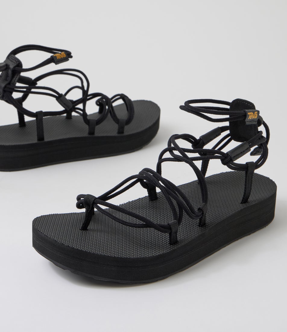 W Midform Infinity Black Fabric Strappy Sandals