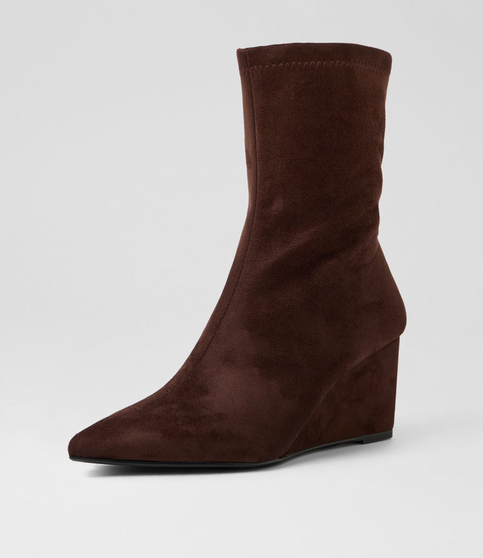 Saviour Chocolate Microsuede Ankle Boots