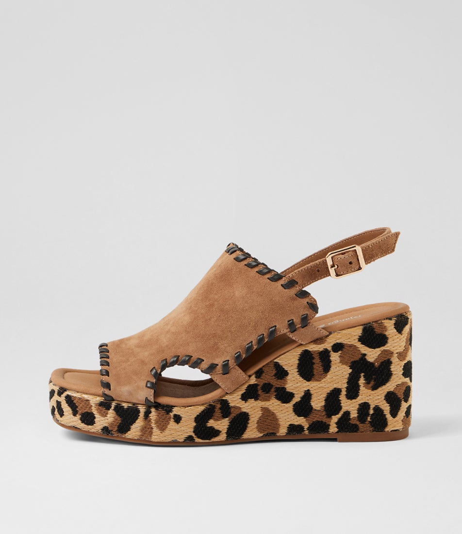 Conee Light Choc Leopard Multi Wedges