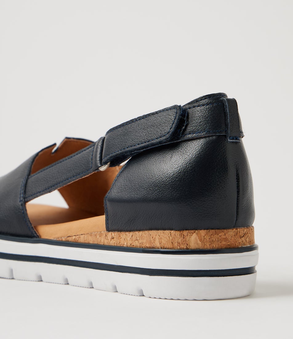 Ashiers Navy Leather Sandals