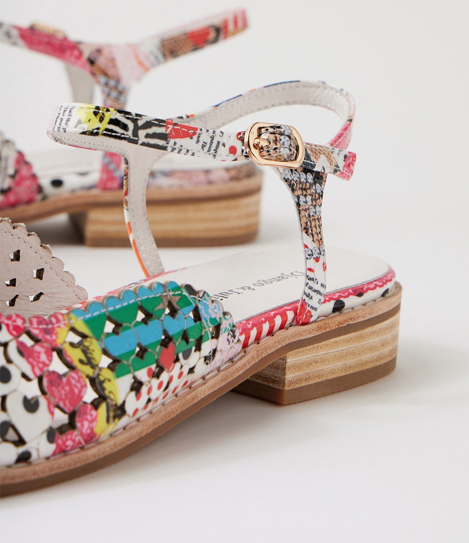 Andric Collage 2 Print Patent Leather Flat Shoes