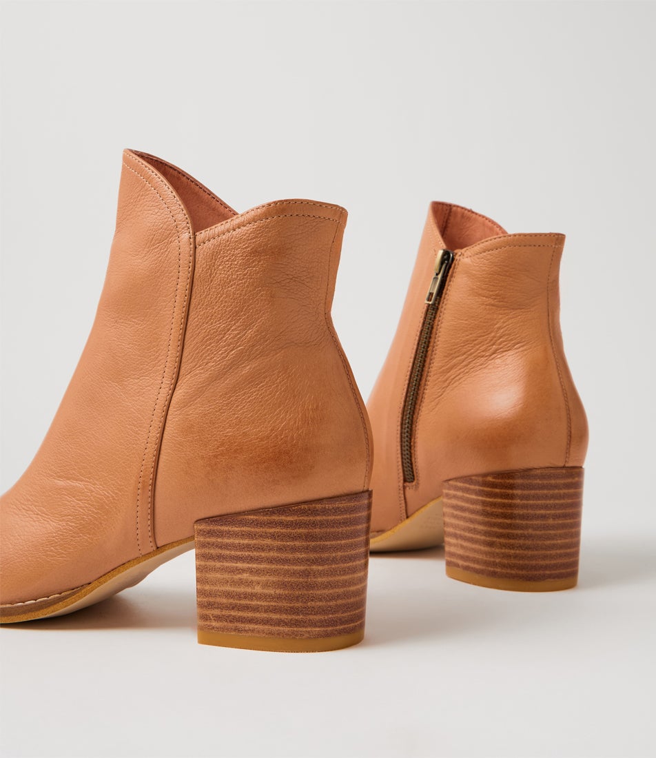 Mocker Tan Leather Ankle Boots