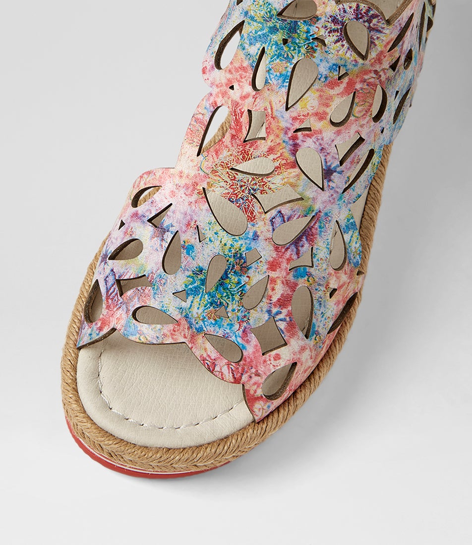 Adely Red Multi Leather Sandals