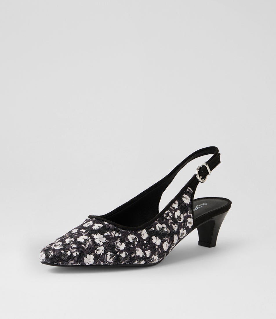 Leelee Black Flower Multi Heels Leelee Black Flower Multi Heels