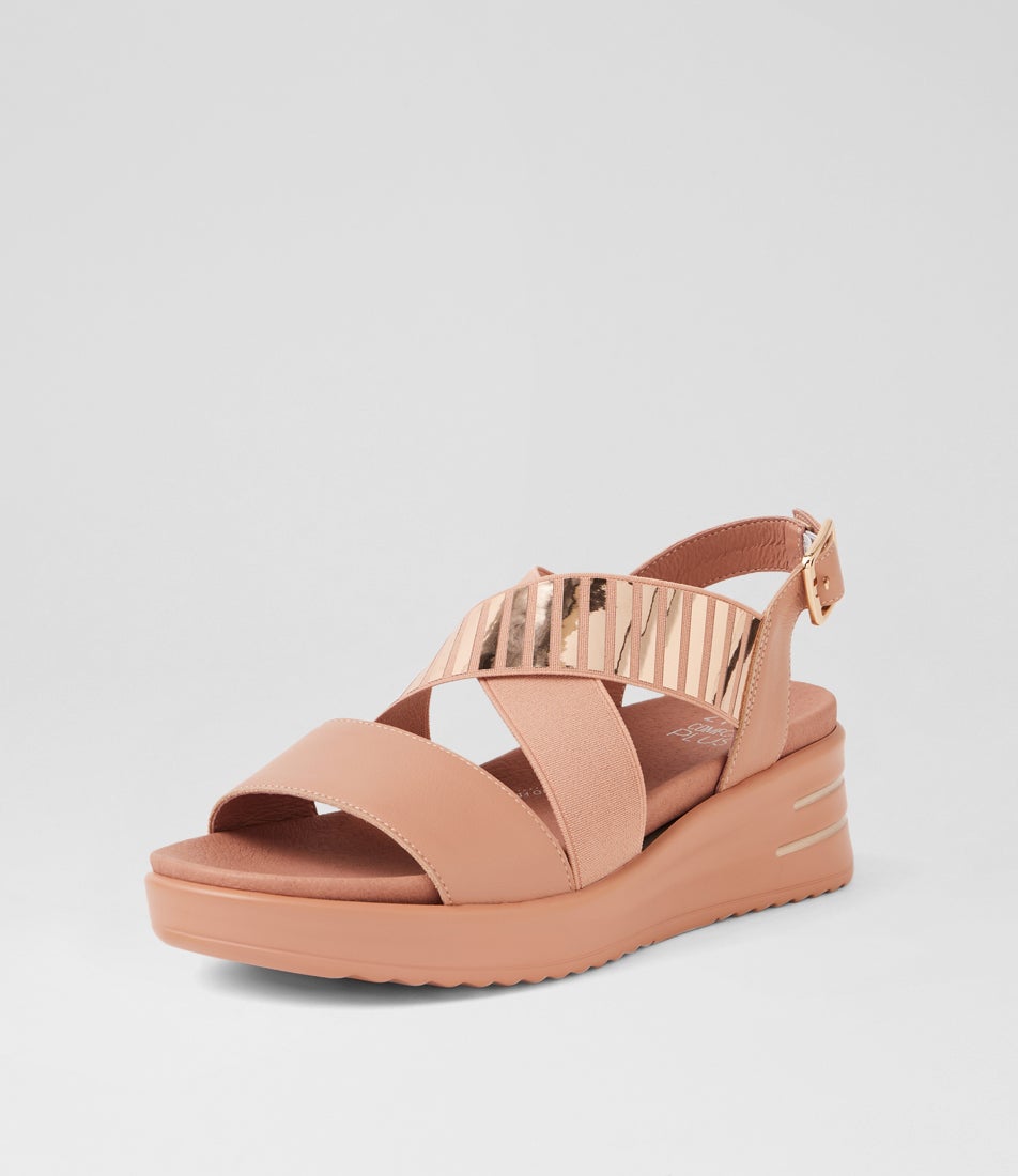 Solle Xw Cafe Rose Gold Leather Sandals