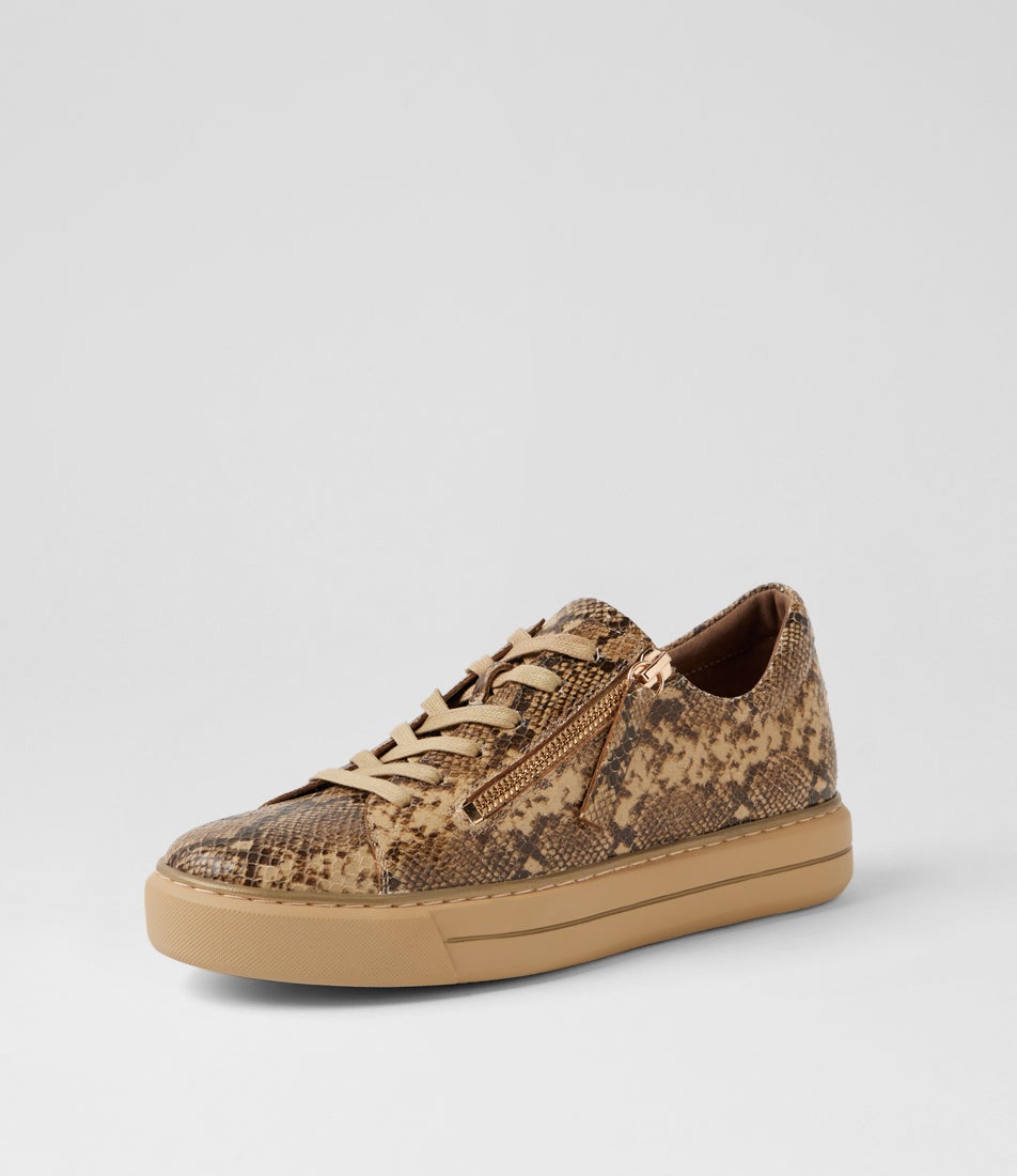 Kerk W Camel Choc Snake Leather Sneakers