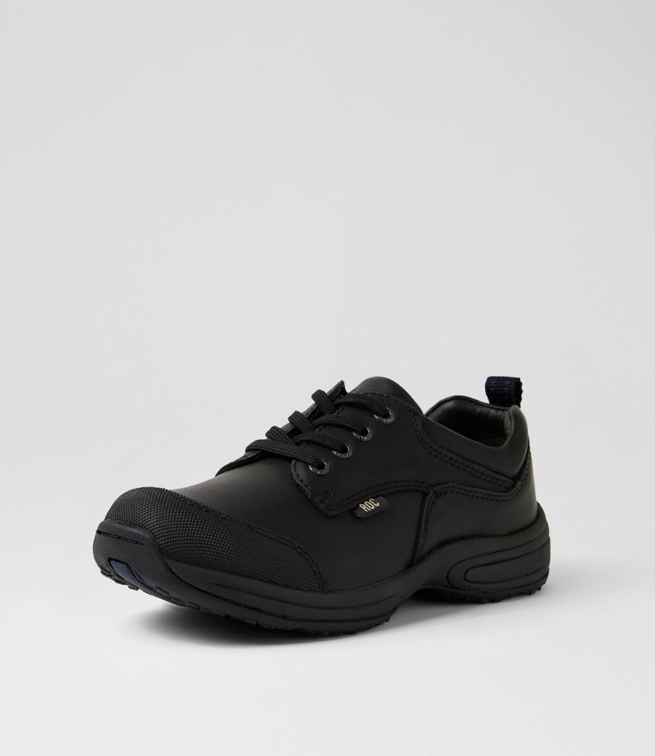Honcho Junior Black Leather Lace Up School Shoes