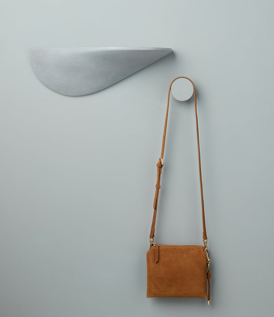 Pauloa Coffee Suede Cross Body Bag