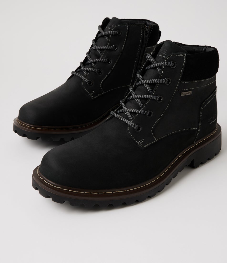 Chance 66 Schwarz Leather Lace Up Boots