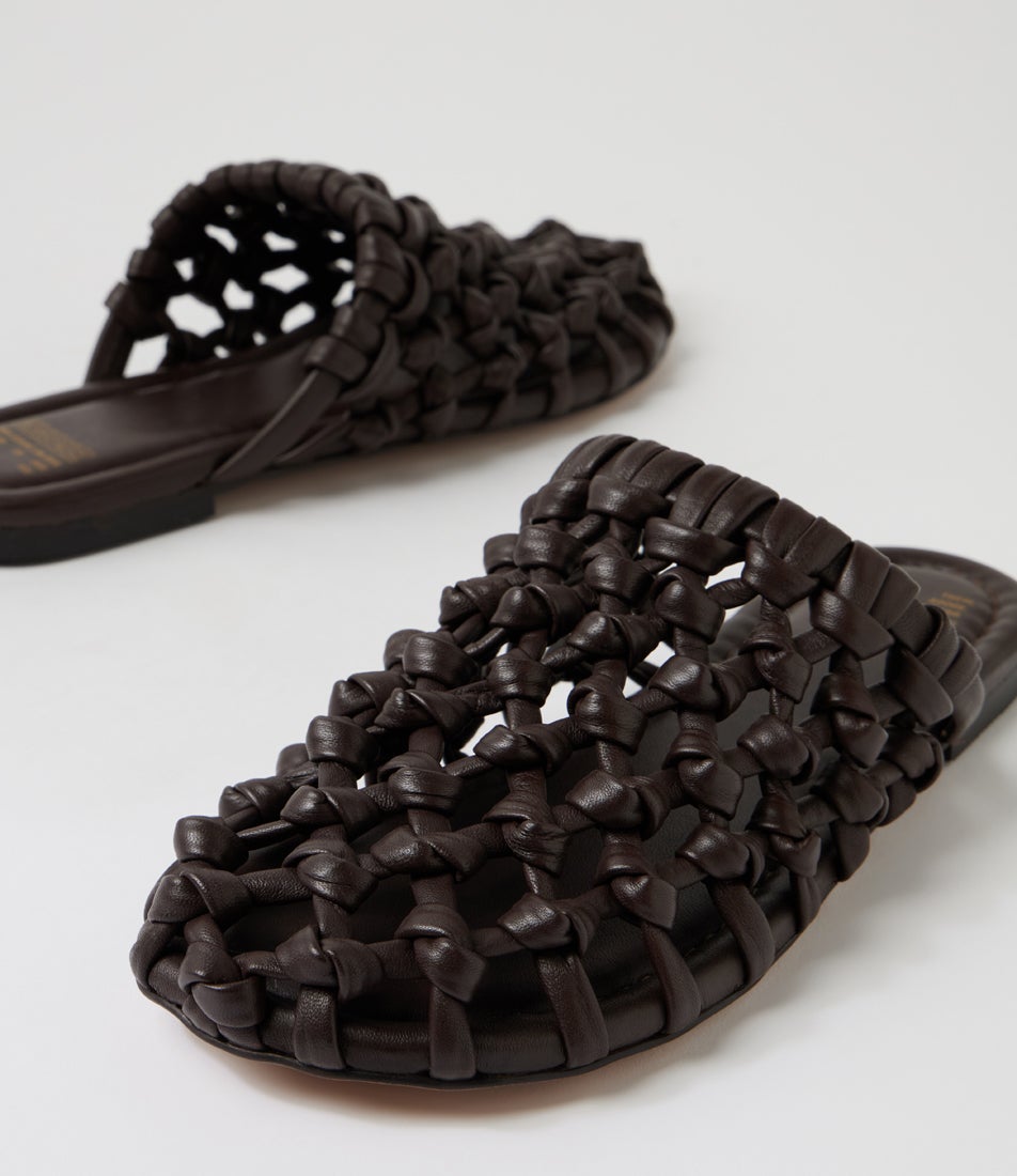 Ann Aya Slide Coffee Bean Leather Slides
