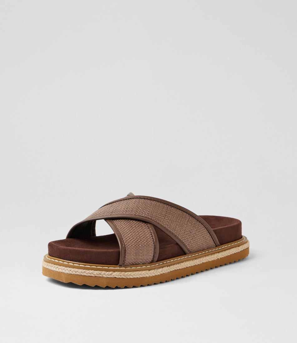 Harshini Choc Synthetic Raffia Sandals