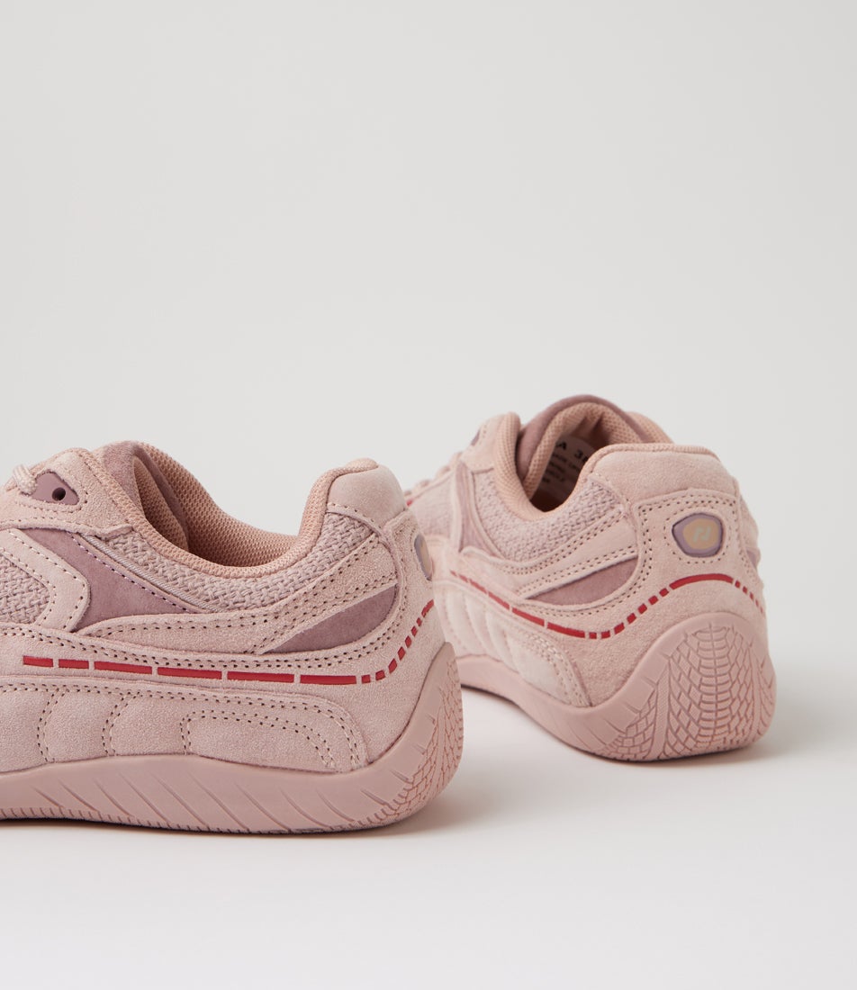Sunda Pink Suede Mesh Lace Up Sneakers