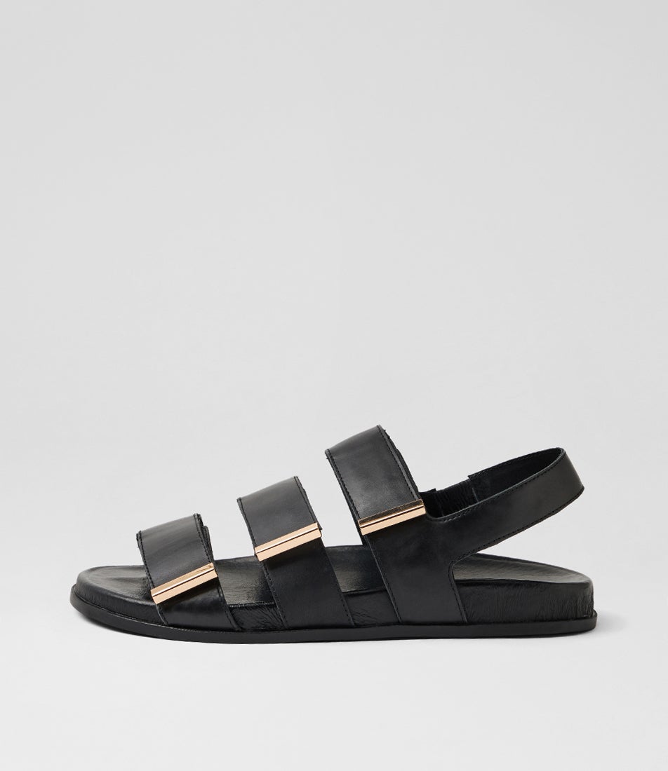 Tea Black Leather Sandals Tea Black Leather Sandals