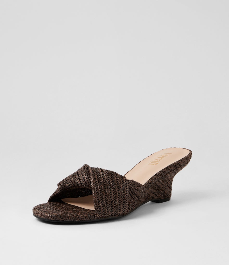 Gabriella Chocolate Brown Raffia Sandals