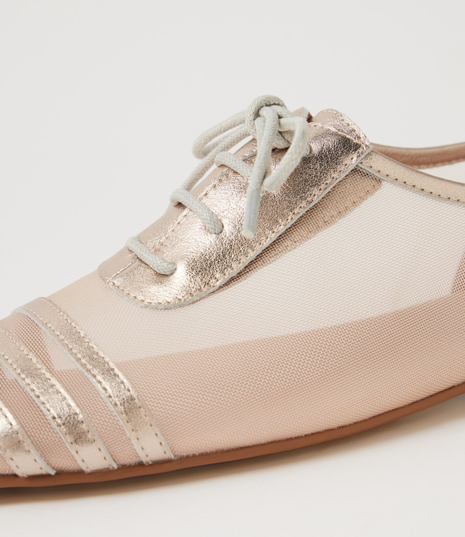 Vyolet Platino Mesh Lace Up Flats