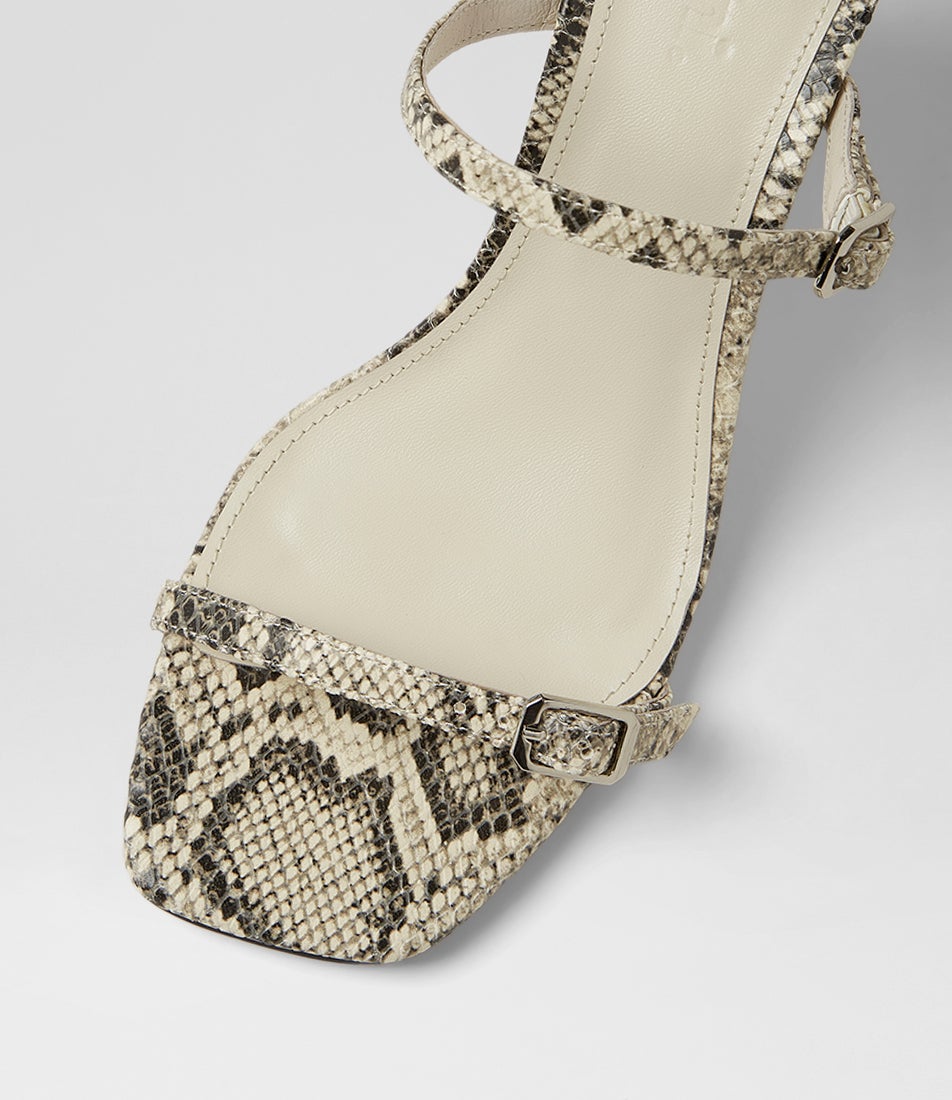 Acian Cream Black Snake Leather Sandals