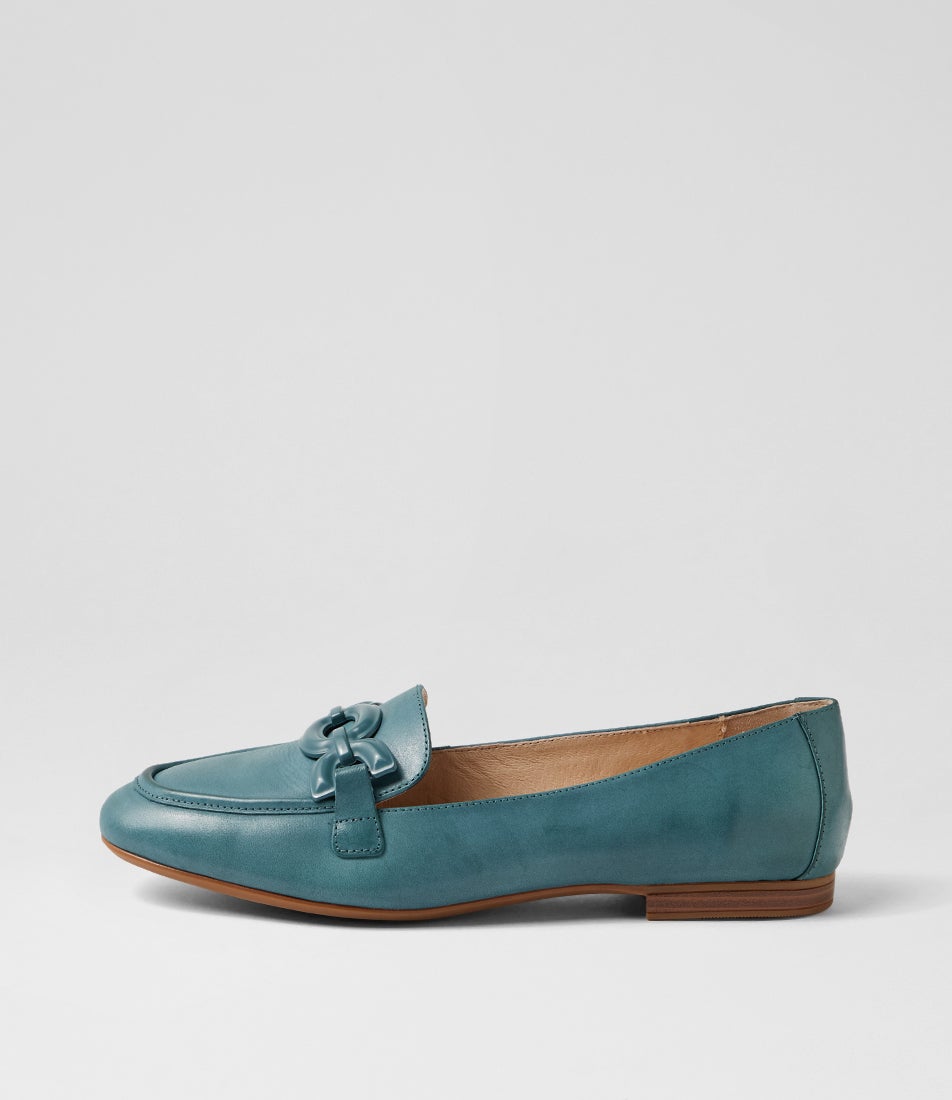 Umaya D Blue Waxy Leather Flat Shoes