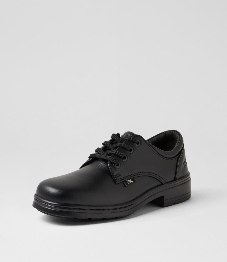 Larrikin Youth Black Leather Lace Up Flats